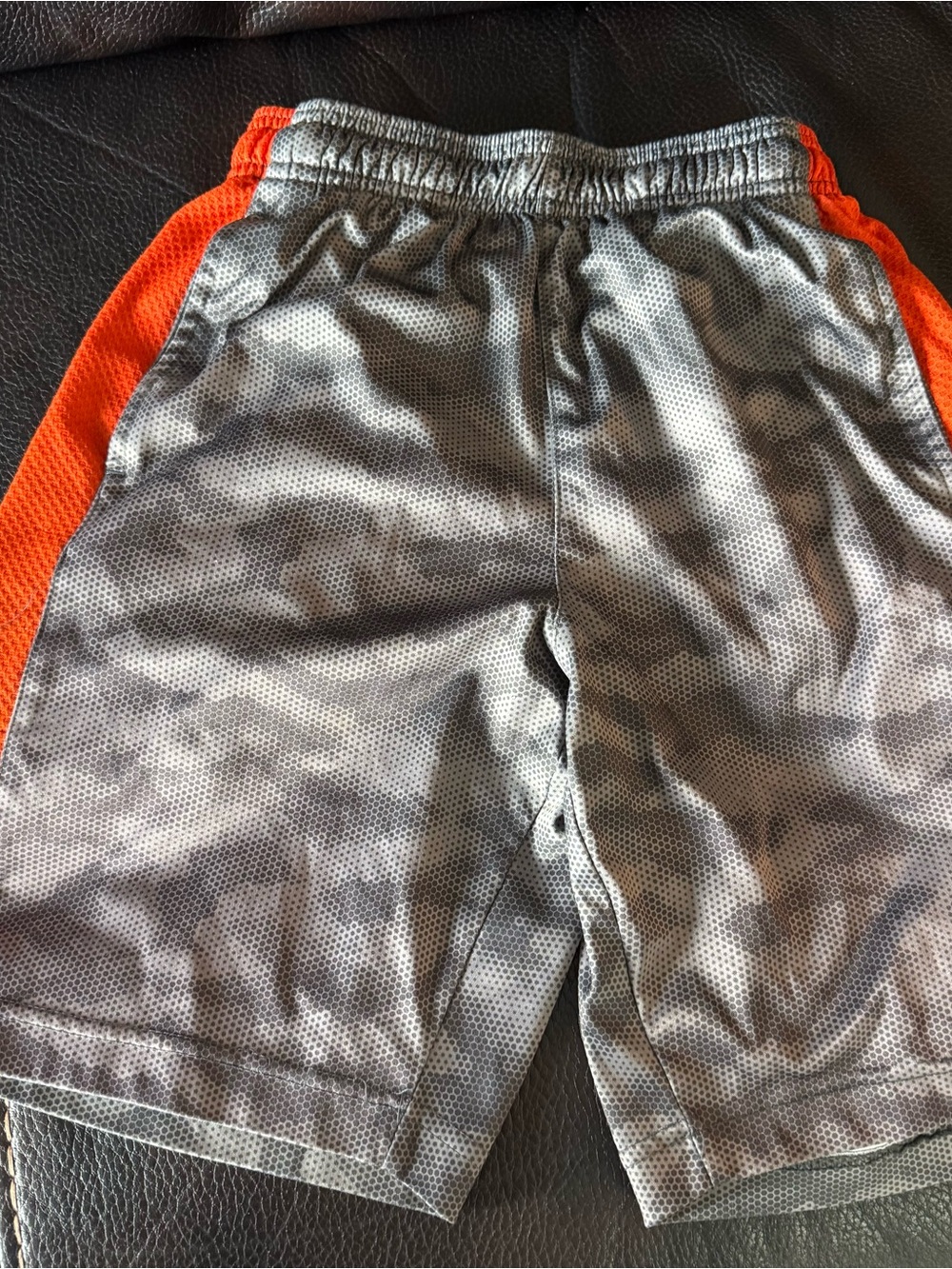 Boys Grey Athletic Shorts with Orange Side Panels